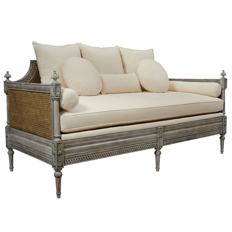 Диван French Cane Sofa Daybed ivory ( слоновая кость ) Дерево Темно-Серый Диван French Cane Sofa Daybed ivory ( слоновая кость ) Дерево Темно-Серый в Твери | Loft Concept