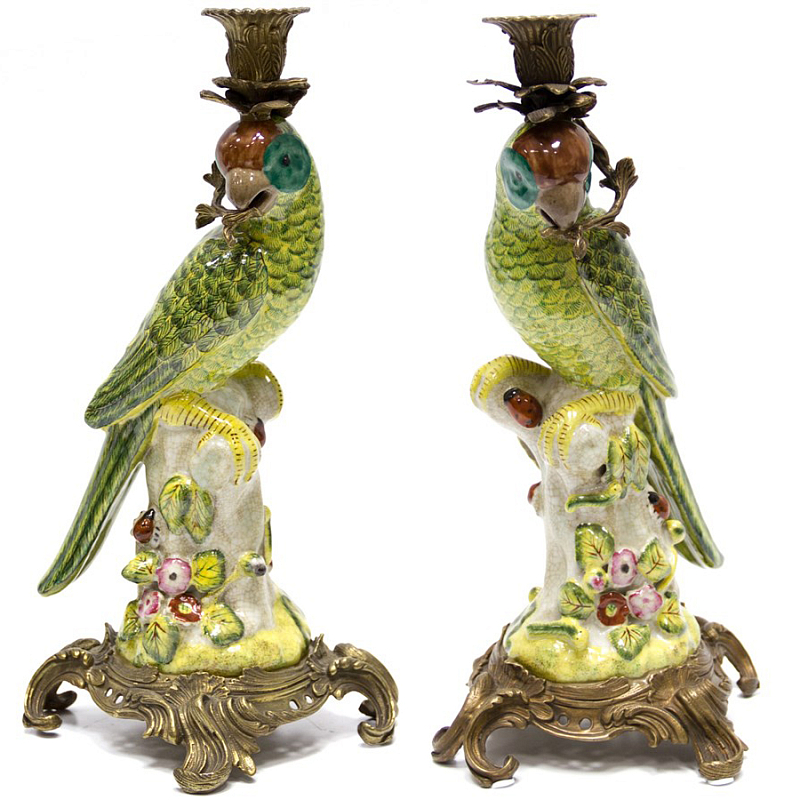 Подсвечник Candlestick Green Parrot Зеленый Бронза Подсвечник Candlestick Green Parrot Зеленый Бронза в Твери | Loft Concept