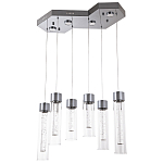 Люстра c 6-ю стеклянными плафонами хром Sparkling Bubbles Tube Chrome Hanging Lamp варинант исполнения - 1 | Loft Concept в Твери