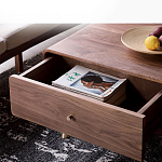 Кофейный стол из дерева с ящиком и нишей для хранения Coffee Walnut Table варинант исполнения - 7 | Loft Concept в Твери