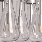 Люстра с 7-ю прозрачными плафонами из стекла в форме капли на круглом потолочном основании цвета хром Lucid Rain  варинант исполнения - 9 | Loft Concept в Твери