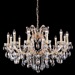 Люстра подвесная с 12-ю лампочками и прозрачными хрустальными подвесками на основании золотого цвета Crystal lamps варинант исполнения - 1 | Loft Concept в Твери
