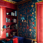 Обои с вышивкой ручной работы Flora Rio colourway on Liso Pine wool sateen варинант исполнения - 1 | Loft Concept в Твери