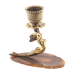 Подсвечник из натурального камня агат светло-коричневый Stone Candlestick варинант исполнения - 3 | Loft Concept в Твери