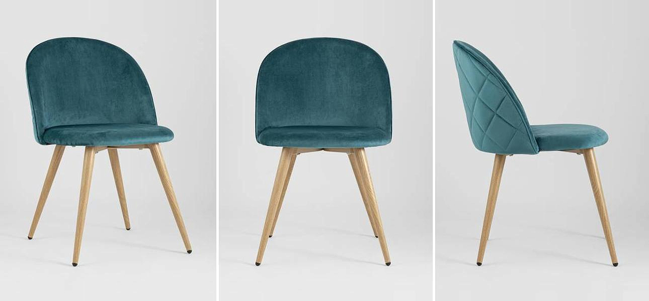 Стул Miruna Chair Спинка Ромбы Синий Велюр Стул Miruna Chair Спинка Ромбы Синий Велюр - Loft-Concept в Твери