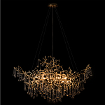 Подвесная люстра в виде ветвей деревьев золотого цвета с прозрачными подвесками-каплями 10 и 14 ламп Droplet Chandelier варинант исполнения - 2 | Loft Concept в Твери