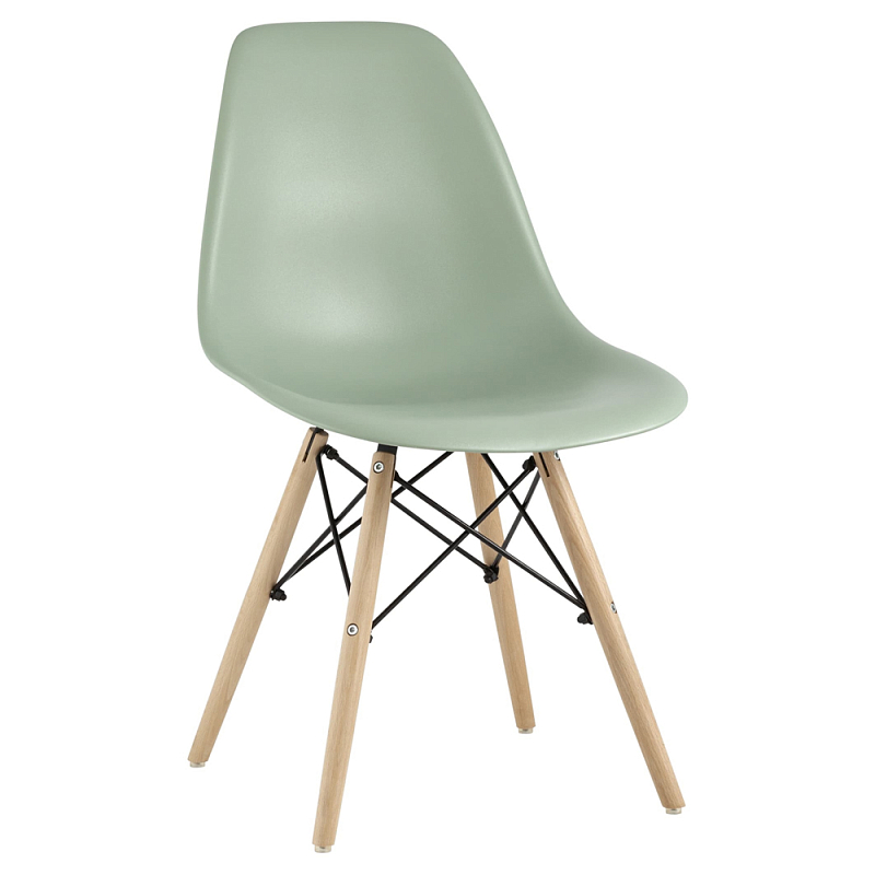 Пластиковый стул на ножках из массива бука Eames Mint Серо-зеленый Бежевый Пластиковый стул на ножках из массива бука Eames Mint Серо-зеленый Бежевый в Твери | Loft Concept