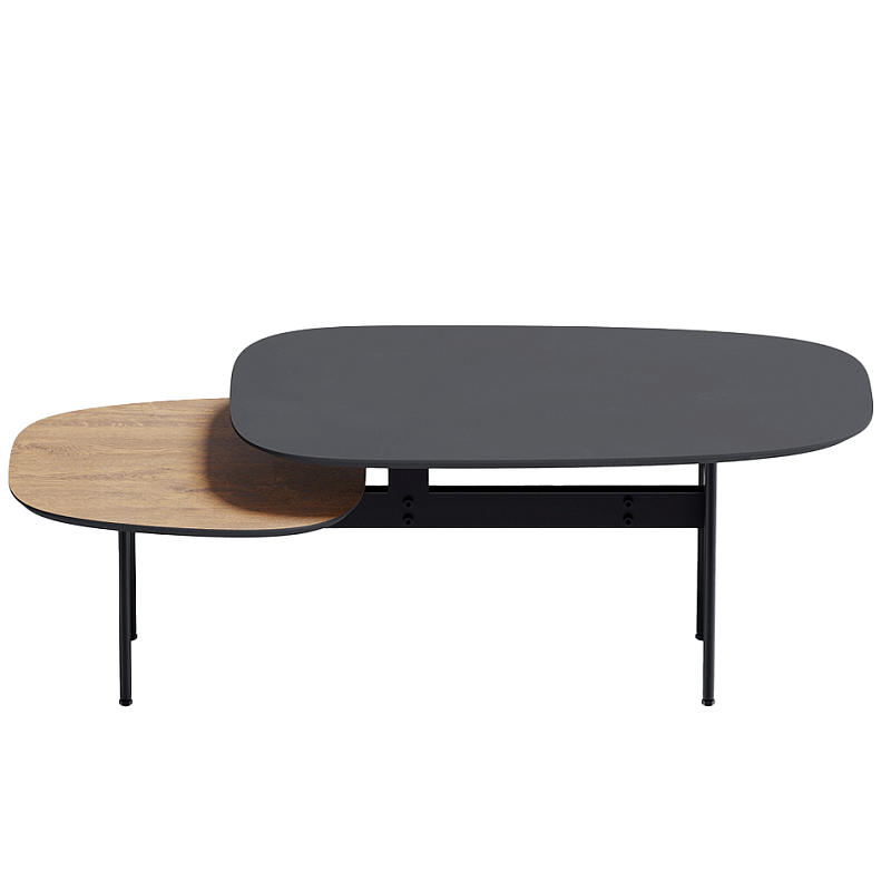 Step журнальный столик из натурального дуба и металла Черный Светлый дуб в Твери | Loft Concept 