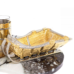 Икорница со стопками с декором "Рыбак с санями" с гравировкой на подставке из натуральных камней Агат Мрамор Decorative Cavair Dishes варинант исполнения - 6 | Loft Concept в Твери