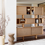 Приставной стол с отделкой из джута Juti D30 см варинант исполнения - 7 | Loft Concept в Твери