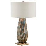 Настольная лампа с фактурным корпусом и тканевым абажуром Smooth Peaks варинант исполнения - 3 | Loft Concept в Твери