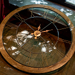 Часы настенные деревянные с римскими цифрами бронзового цвета Clock with History варинант исполнения - 3 | Loft Concept в Твери