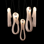 Подвесной светильник белого цвета с 6-ю изогнутыми плафонами Flow Loop варинант исполнения - 7 | Loft Concept в Твери