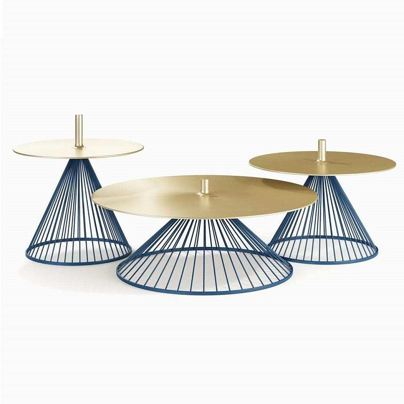 Кофейный стол Lucerne cocktail table Латунь Синий Кофейный стол Lucerne cocktail table Латунь Синий в Твери | Loft Concept