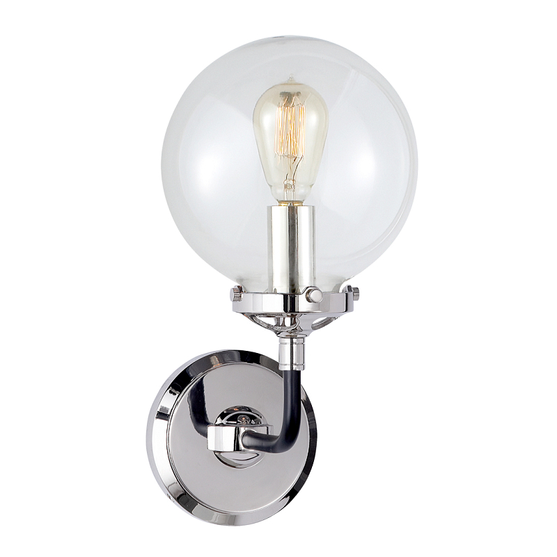 Бра Бистро Globe Clear Glass Single Sconce Nickel  в Твери | Loft Concept 