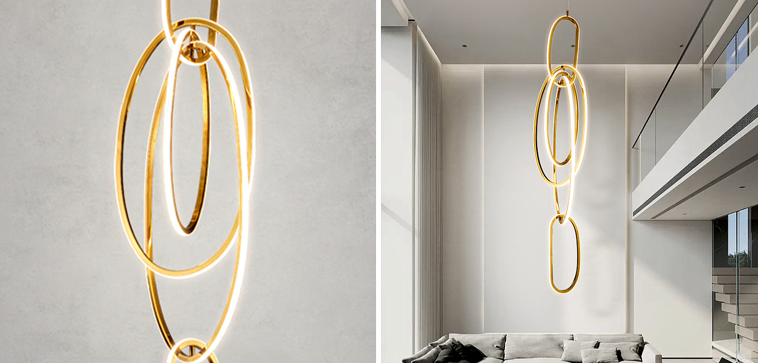 Люстра Vertical Gold Oval Rings Chandelier Люстра Vertical Gold Oval Rings Chandelier - Loft-Concept в Твери