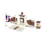 Настольный письменный набор из мрамора и лемезита с гербом и флагом России Marble Accessory варинант исполнения - 2 | Loft Concept в Твери
