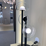 Настольная лампа с тремя прозрачными куполообразными плафонами и черным металлическим основанием Flos Wireline Lighting варинант исполнения - 4 | Loft Concept в Твери