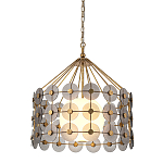 Люстра подвесная с круглыми дисками из серого фактурного стекла с белым матовым шаром внутри Quintiesse варинант исполнения - 1 | Loft Concept в Твери