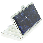 Таблетница карманная прямоугольная на 7 отделений с зеркалом и накладкой из натурального камня Содалит Silver Stone Pillboxes варинант исполнения - 1 | Loft Concept в Твери