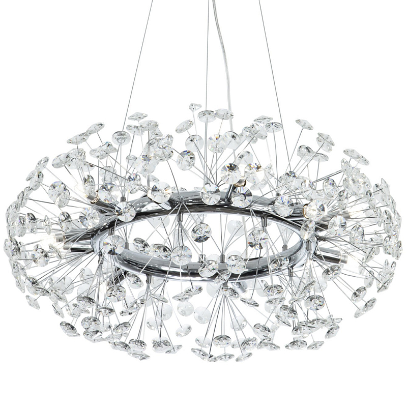 Круглая подвесная люстра Crystal Dandelions Chrome Chandelier Прозрачный Хром Круглая подвесная люстра Crystal Dandelions Chrome Chandelier Прозрачный Хром в Твери | Loft Concept