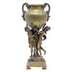 Ваза голубого цвета из фарфора с золотым растительным орнаментом и бронзовыми фигурками женщин Eden Garden porcelain and bronze варинант исполнения - 2 | Loft Concept в Твери