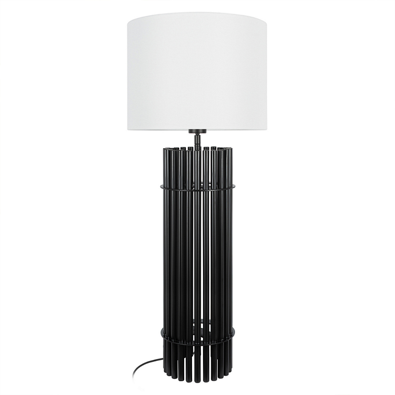 Настольная лампа с металлиеским черным трубчатым основанием Fulgurite Черный Белый в Твери | Loft Concept 