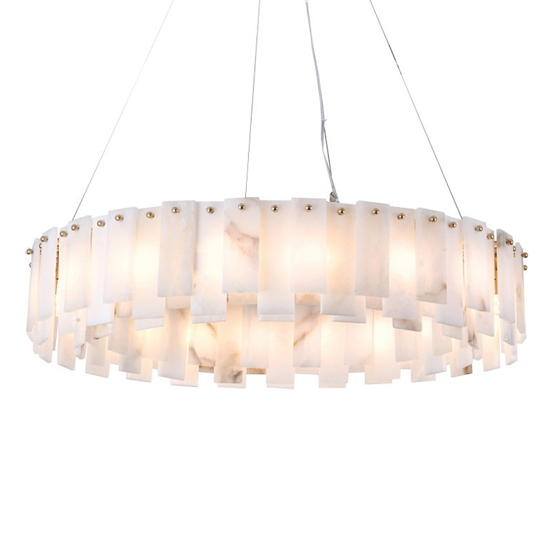 Люстра круглая декорированная натуральным камнем Stone Interior Accent Медь Белый в Твери | Loft Concept 