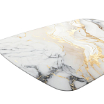 Обеденный стол с прямоугольной столешницей из стекла на черных металлических ножках White Marble варинант исполнения - 4 | Loft Concept в Твери