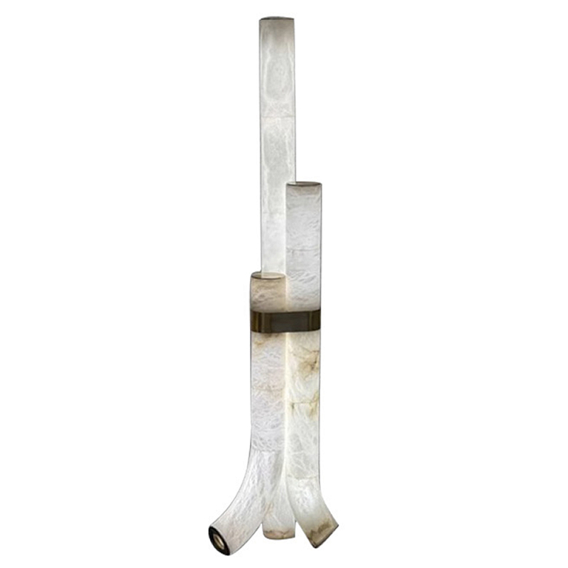 Торшер геометрический с тремя мраморными плафонами Marble Tripod Белый в Твери | Loft Concept 