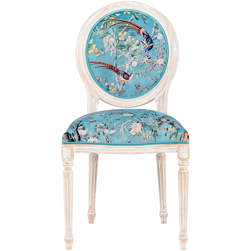 Стул из массива бука бирюзовый с изображением птиц и цветов Turquoise Beige Chinoiserie Birds Garden Chair Мульти Бирюзовый Бежевый Стул из массива бука бирюзовый с изображением птиц и цветов Turquoise Beige Chinoiserie Birds Garden Chair Мульти Бирюзовый Бежевый в Твери | Loft Concept