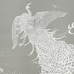 Обои ручная роспись в стиле Арт-деко Whistler Peacocks Special Colourway on Pale Grey dyed silk варинант исполнения - 1 | Loft Concept в Твери