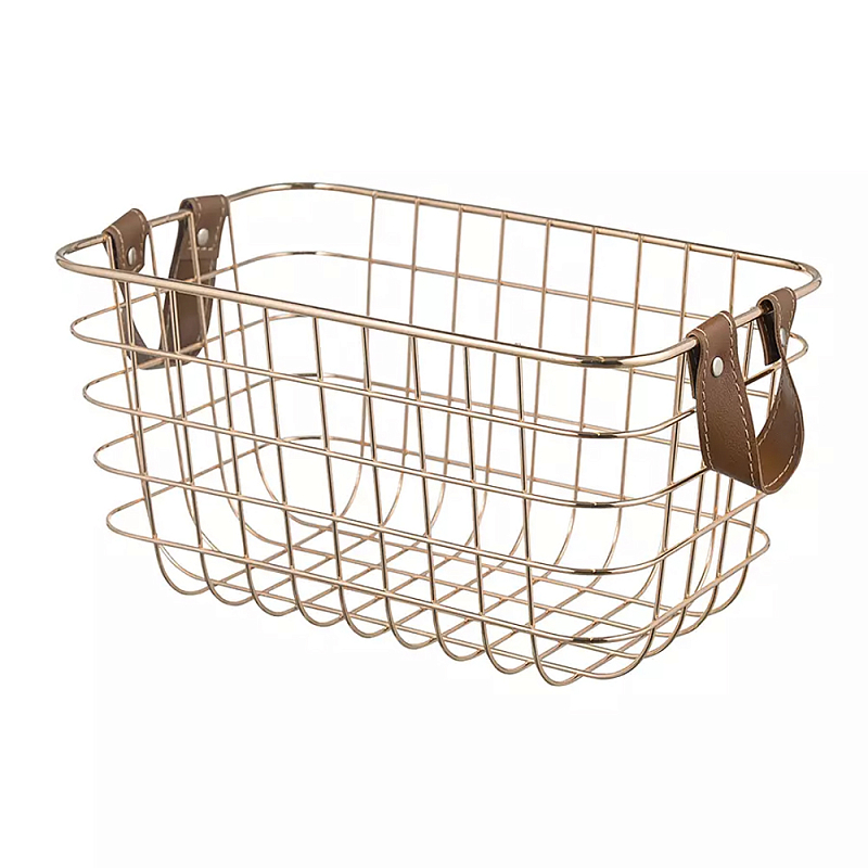 Корзина для хранения железная с ручками Iron Basket золотая Золотой Корзина для хранения железная с ручками Iron Basket золотая Золотой в Твери | Loft Concept
