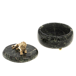 Шкатулка из натурального камня змеевик с фигуркой льва Stone Casket варинант исполнения - 3 | Loft Concept в Твери