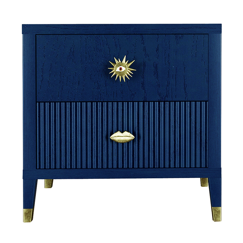 Тумба прикроватная с двумя ящиками Elsa Dreams Blue Синий в Твери | Loft Concept 