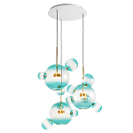 Люстра подвесная с прозрачными бирюзовыми стеклянными шарами и круглым основанием 3 лампы Giopato & Coombes варинант исполнения - 3 | Loft Concept в Твери