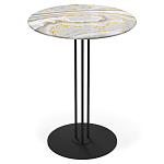 Стол журнальный с круглой столешницей из стекла Gray and Gold Marble варинант исполнения - 1 | Loft Concept в Твери