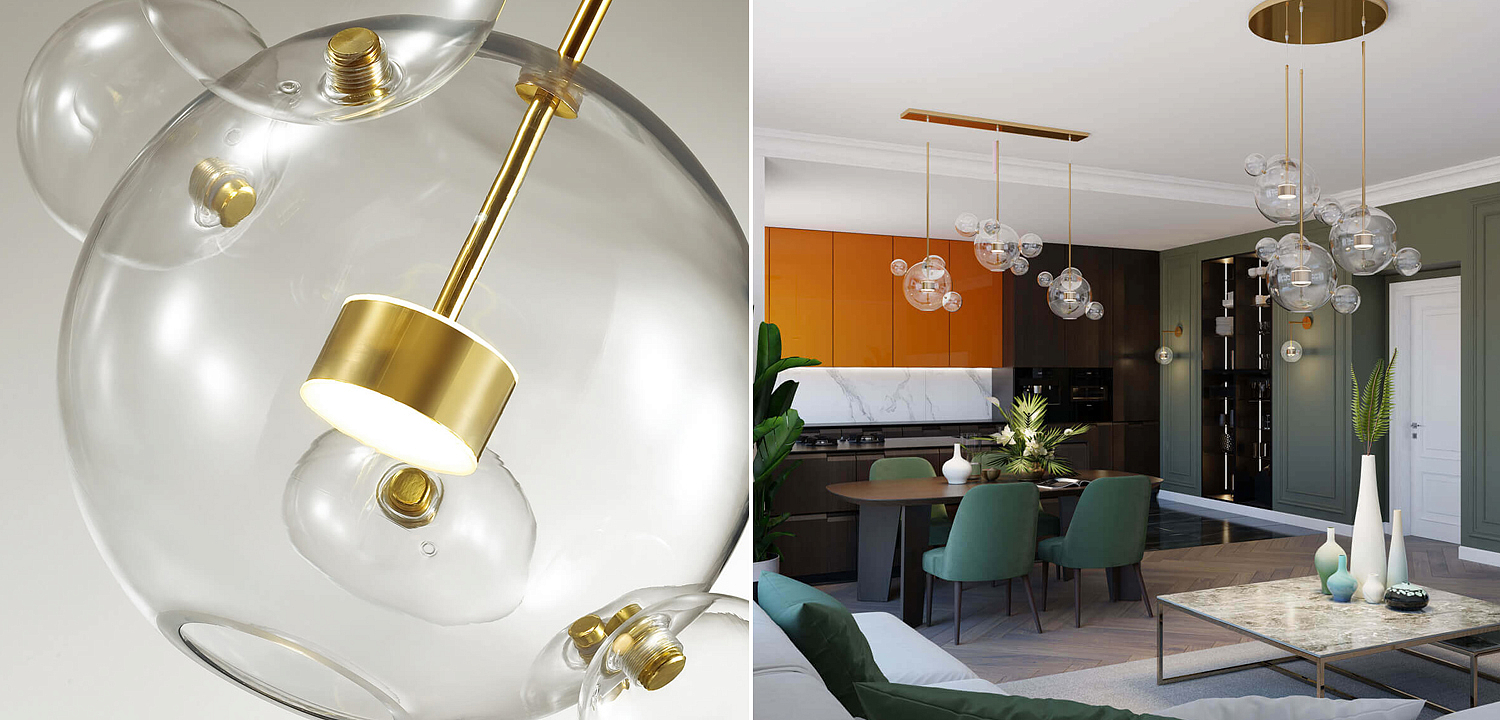 Люстра Transparent Bubble Chandelier Gold Line Люстра Transparent Bubble Chandelier Gold Line - Loft-Concept в Твери