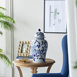 Ваза с крышкой и синим цветочным узором Blue & White Ornament  варинант исполнения - 5 | Loft Concept в Твери