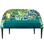 Диван двухместный из натурального бука зеленый с цветочным принтом Impressionism in Art варинант исполнения - 1 | Loft Concept в Твери