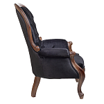 Кресло с мягкой обивкой из черного велюра на 4-х деревянных ножках Evelyn Classical Armchair варинант исполнения - 2 | Loft Concept в Твери