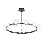 Люстра подвесная круглая с 12-ю прозрачными куполообразными плафонами и черным металлическим основанием Flos Wireline Lighting варинант исполнения - 3 | Loft Concept в Твери
