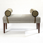 Банкетка Banquette PIED DE POULE с принтом гусиная лапка и бежевыми подлокотниками  варинант исполнения - 3 | Loft Concept в Твери