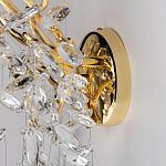 Бра золотого цвета с декоративными ветвями и прозрачными подвесками в форме листьев Droplet Chandelier варинант исполнения - 5 | Loft Concept в Твери