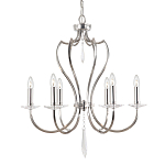 Люстра цвета никель с 6-ю лампами и стеклянными подвесками Elstead Lighting варинант исполнения - 1 | Loft Concept в Твери