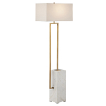 Торшер с прямоугольным абажуром на белом мраморном основании Asymmetry on Marble варинант исполнения - 4 | Loft Concept в Твери