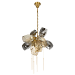 Люстра подвесная со стеклянными плафонами из дымчатого и золотистого с шестью вертикальными подвесками Gilded Mirage  варинант исполнения - 5 | Loft Concept в Твери