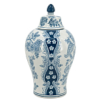 Ваза с крышкой и голубым цветочным рисунком на белом фоне Blue & White Ornament варинант исполнения - 2 | Loft Concept в Твери
