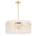 Люстра подвесная круглая с прозрачными рельефными стеклянными вставками и золотым основанием Textured Glass Chandelier варинант исполнения - 1 | Loft Concept в Твери