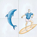 Плитка с узором Дельфин Серфингист варинант исполнения - 2 | Loft Concept в Твери